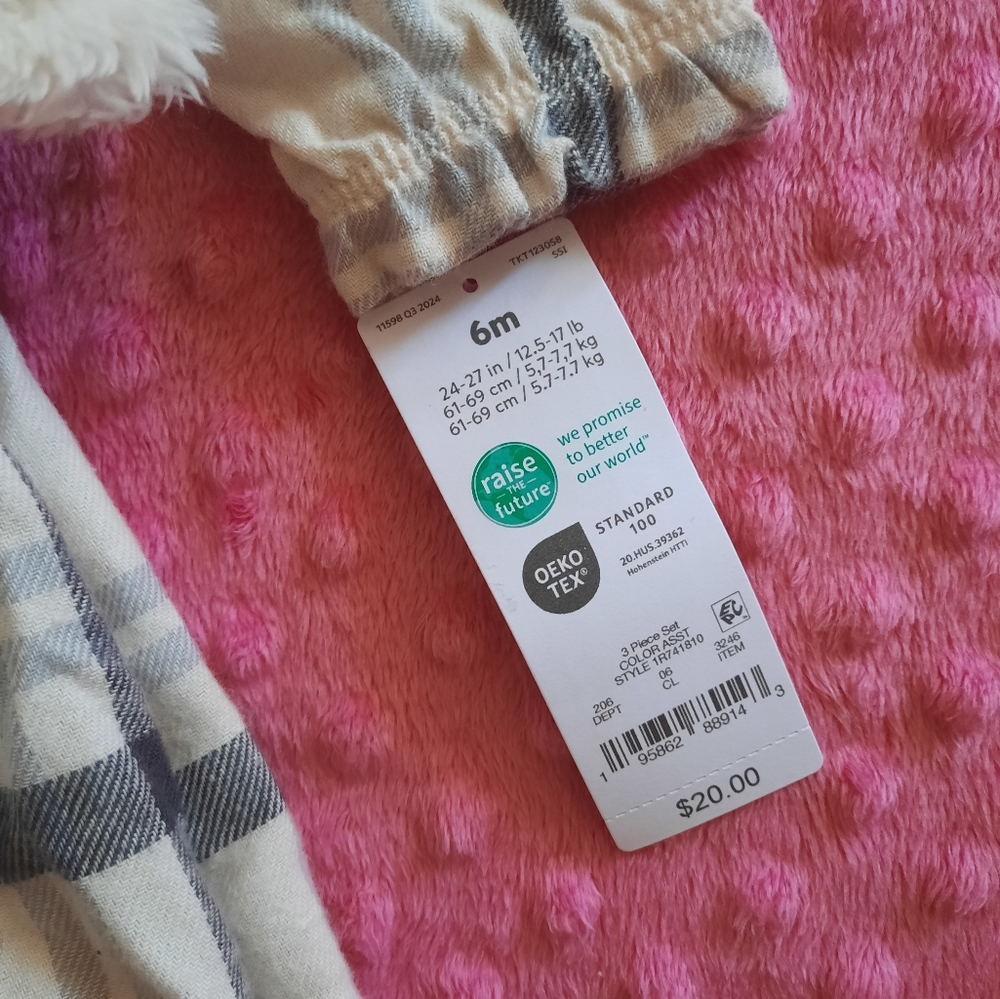 (SOLD)šCarters Plaid Dress with Faux Fur Vestš¤nwt - Picture 4 of 7